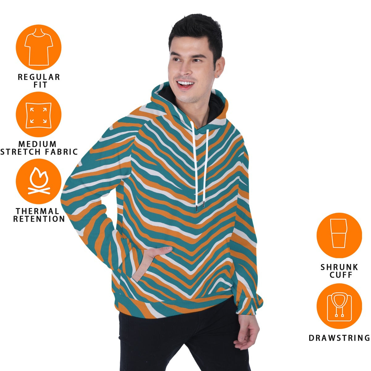 Miami Football Game Day All-Over Print Men's Heavy Fleece Raglan Hoodie