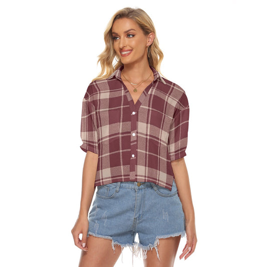 Urban Legend Texas A&M Aggies Tartan Plaid Women's V-Neck Shirt – Maroon and White College Streetwea