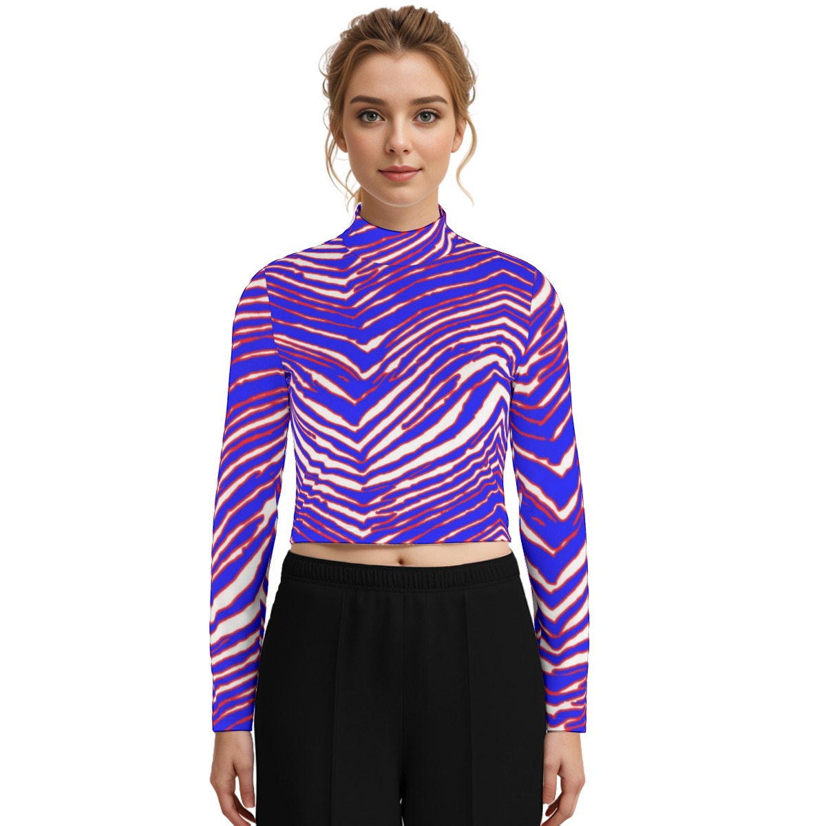 Eco-Friendly Buffalo Bills Zubaz Women's Turtleneck T-shirt With Long Sleeve