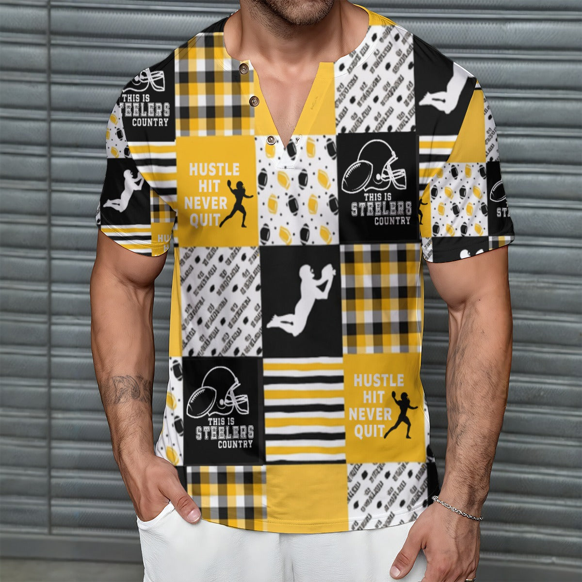 All-Over Print Men's Short Sleeve T-Shirt With Sports Collar