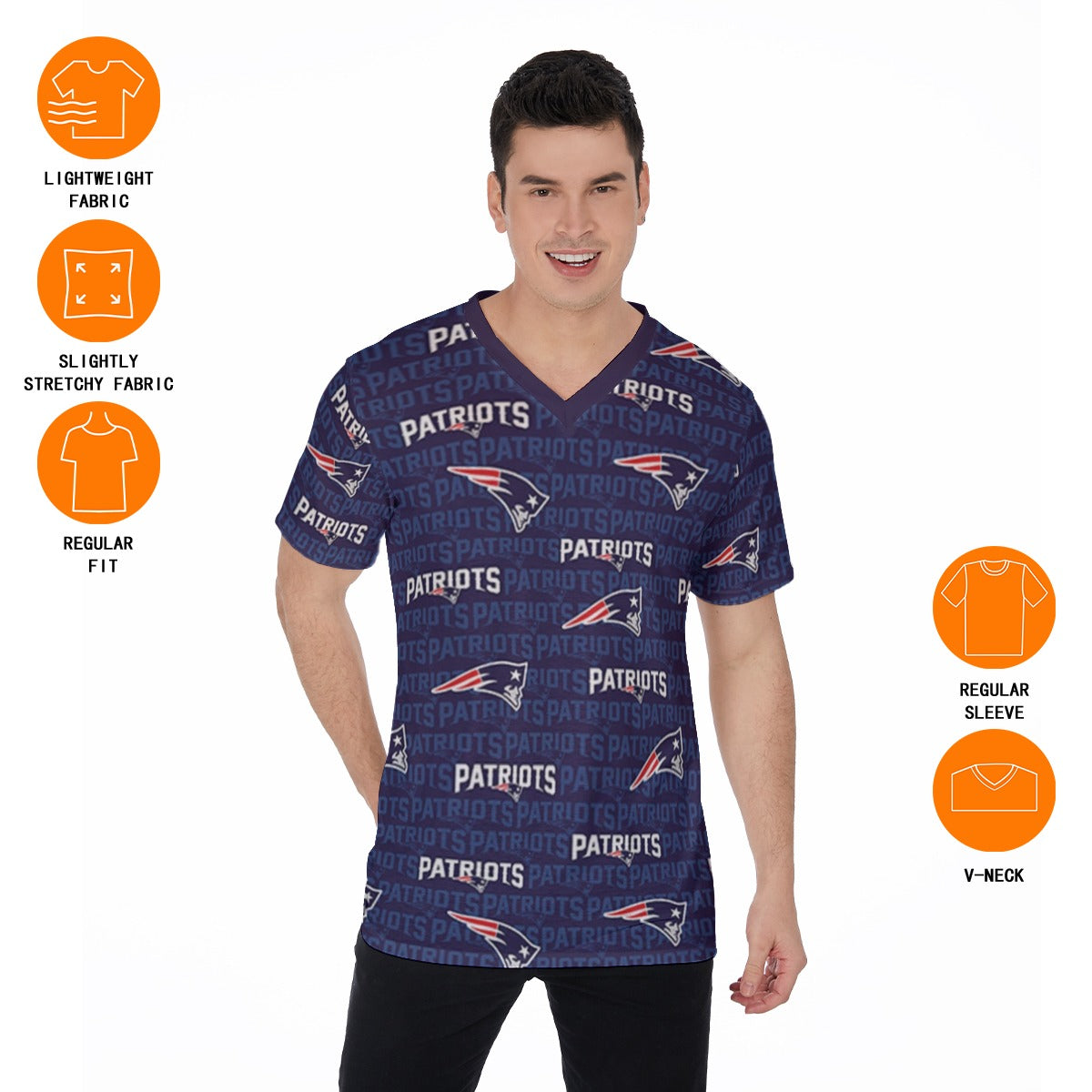 New England Football Game Day All-Over Print V-Neck T-Shirt