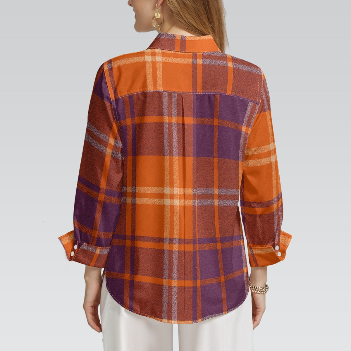 Clemson Tartan Plaid  Women's 3/4 Sleeve Shirt