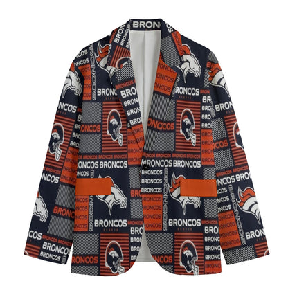 Cardigan with Denver Broncos logo and text on a white background