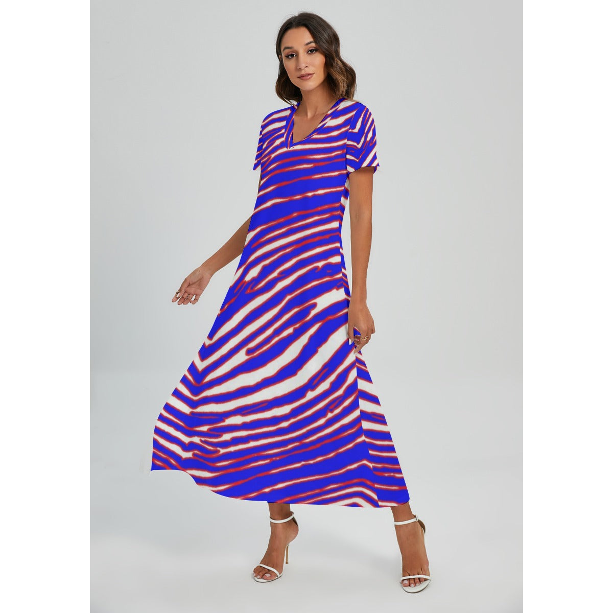 Buffalo Bills Zubaz Women's V-neck Dress With Side Slit