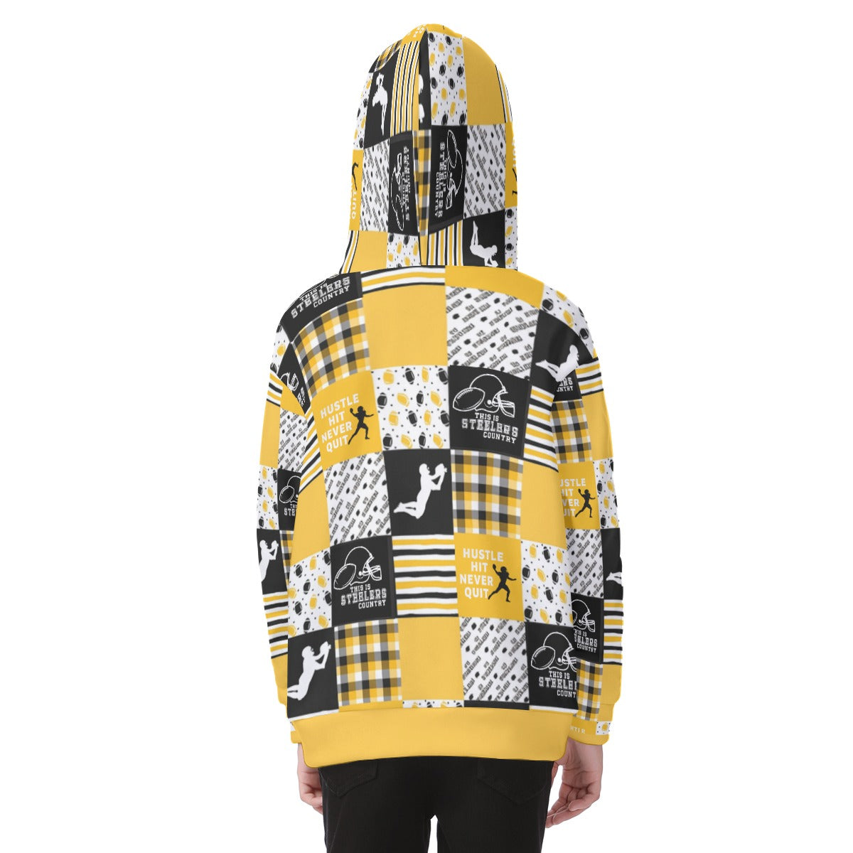 Pittsburgh Steelers All-Over Print Kid's Heavy Fleece Zip Up Hoodie