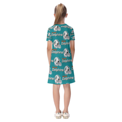 Miami Football Game Day All-Over Print Kid's Short Sleeve Dress