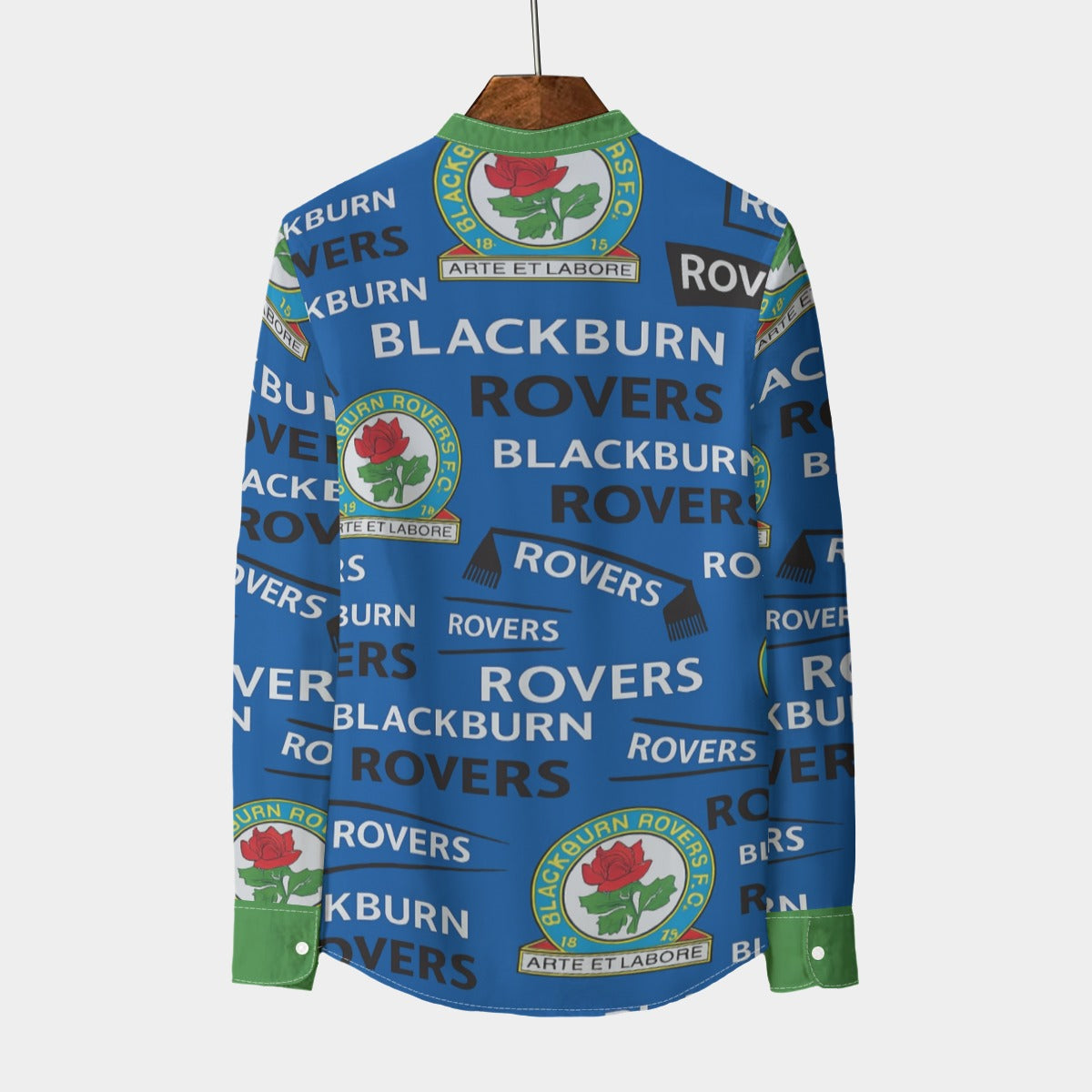 Blackburn Rovers Stand Collar Long Sleeve Shirt – Classic Blue and White Elegance