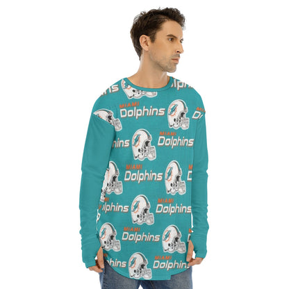 Miami Football Game Day All-Over Print Men's Fingerless Long Sleeve T-shirt