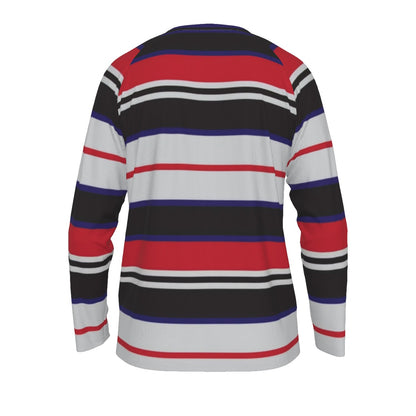 Red, Black, and White Striped Long Sleeve Shirt – Bold Modern Fashion