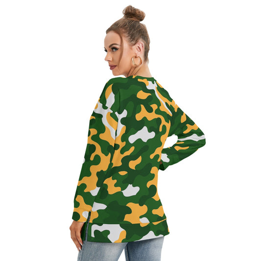 Green Bay Football Game Day All-Over Print Women's Side Split O-neck Sweatshirt