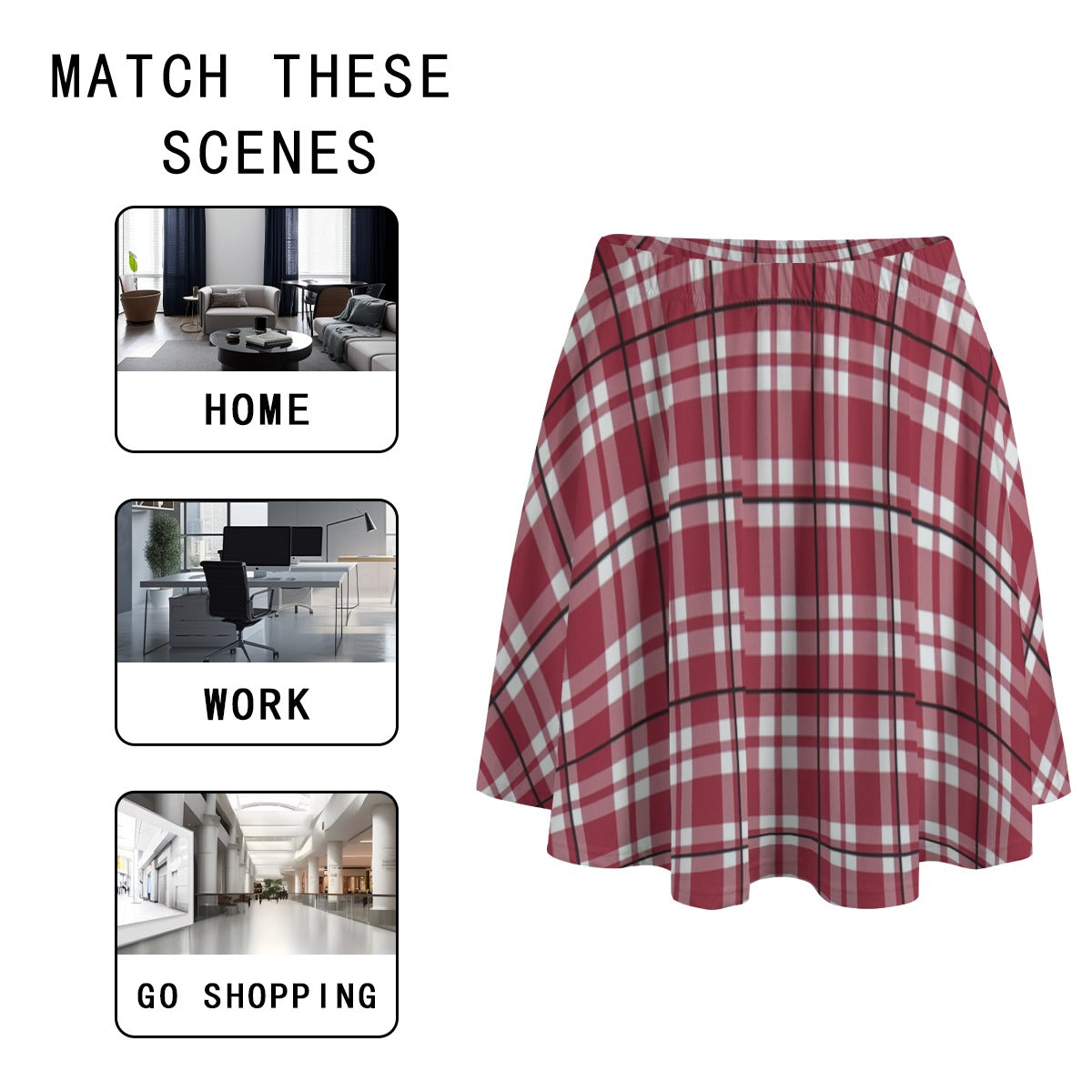 Alabama - Crimson Tide Tartan plaid  Women's Bazyrey Skirts With pocket