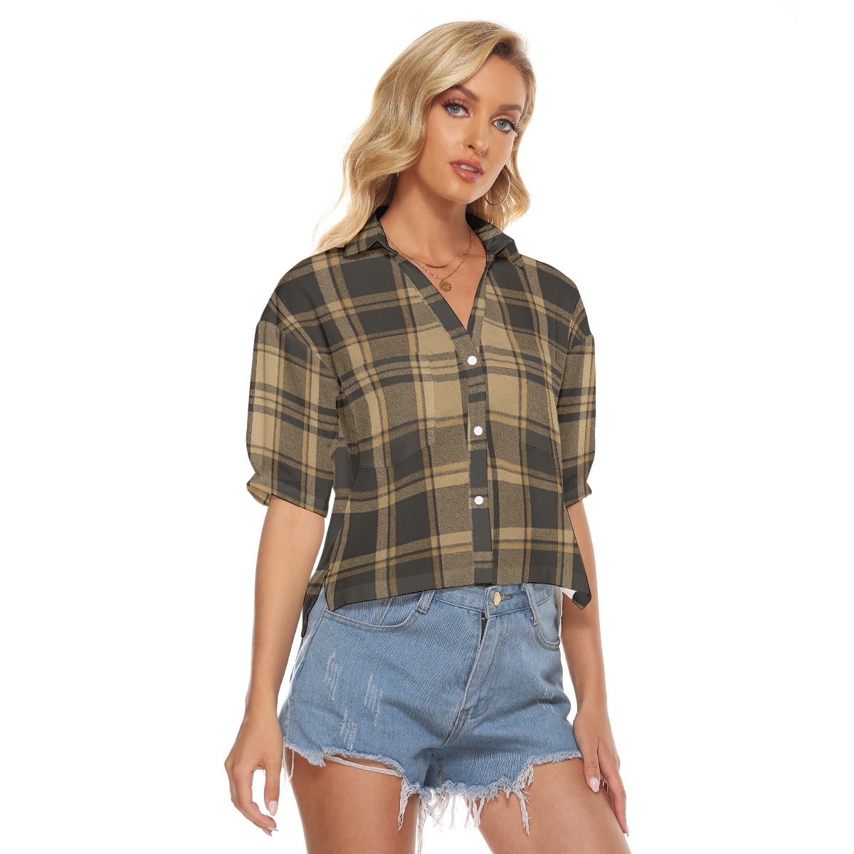 Urban Legend Colorado Boulder Buffaloes Tartan Plaid Women's V-Neck Shirt – Gold and Black College S