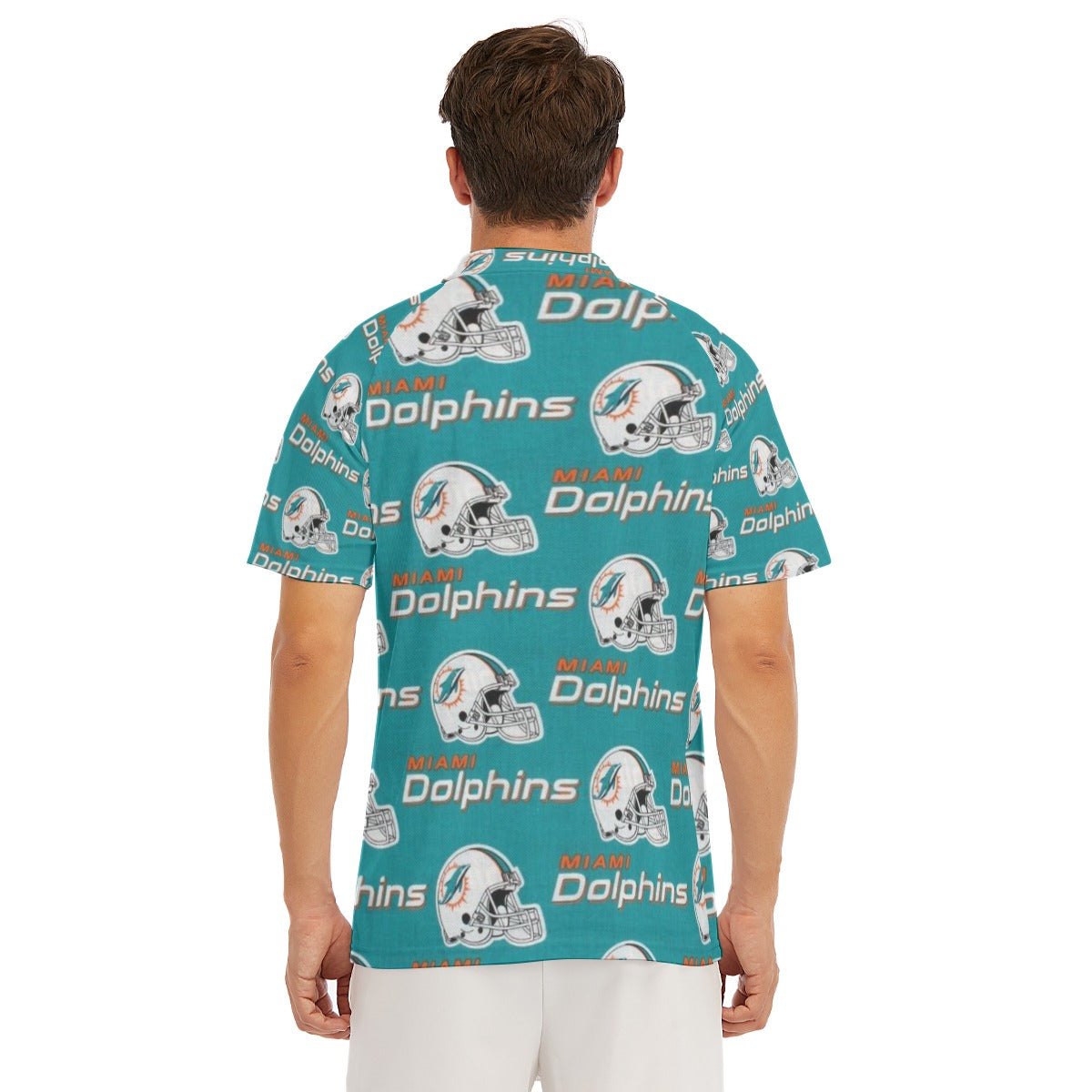 Miami Football Game Day All-Over Print Men's Short Sleeve Polo Shirt With Button Closure