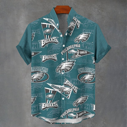 Philadelphia Football Game Day All-Over Print Men's Stand Collar Shirt|115GSM Cotton poplin