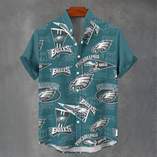 Philadelphia Football Game Day All-Over Print Men's Stand Collar Shirt|115GSM Cotton poplin
