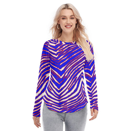 Buffalo Bills Zubaz Women's Raglan Sleeves U-Shaped Hem Long Sleeves Blouse