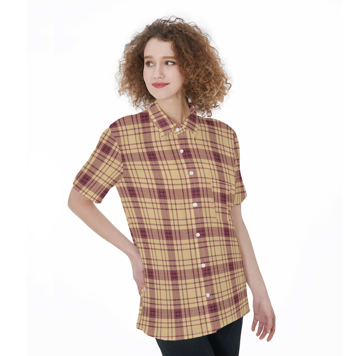 Florida  Seminoles Tartan Plaid Women's Short Sleeve Shirt With Pocket