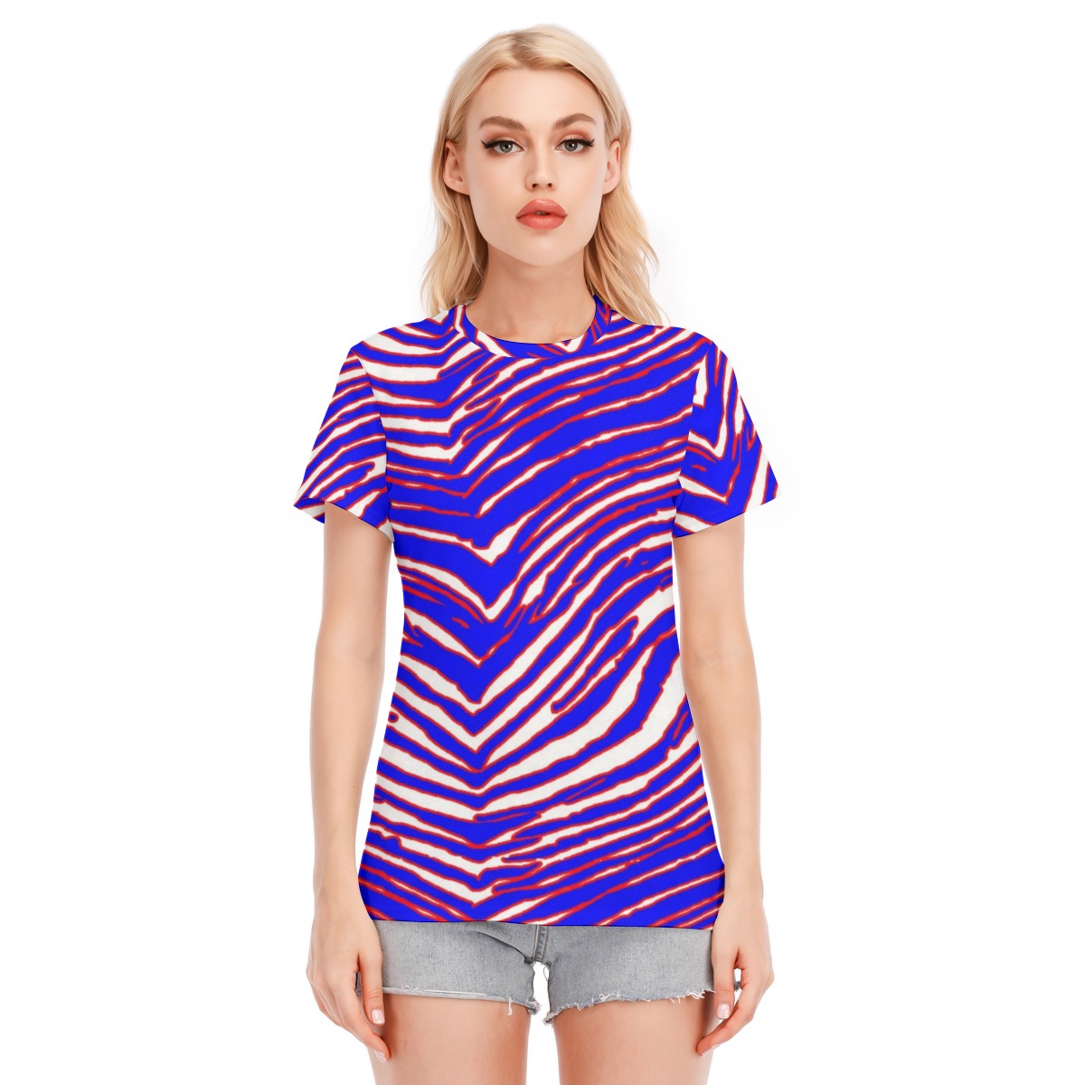 Buffalo Bills Zubaz Women's Round Neck T-Shirt | 190GSM Cotton