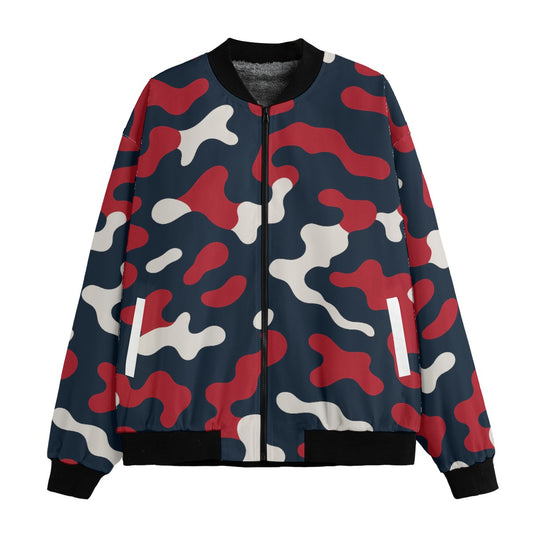 Urban Legend Houston Texans Camo Fleece Bomber Jacket – Deep Steel Blue, Red and White NFL Streetwear