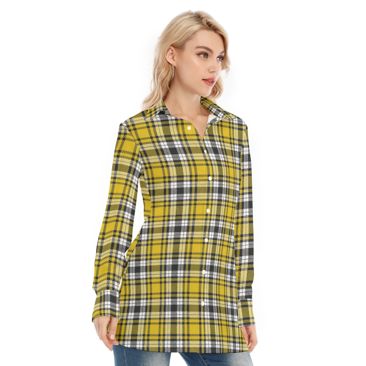 Iowa tartan plaid Hawkeyes Women's Long Shirt |115GSM Cotton poplin