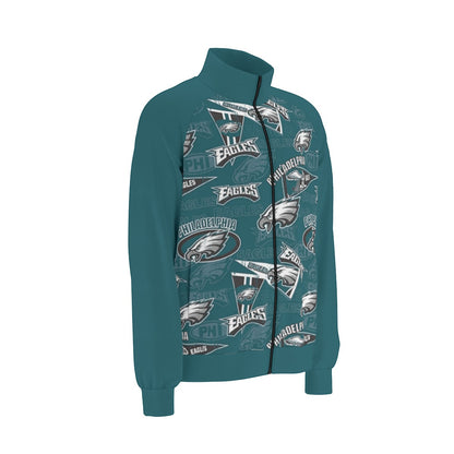 Philadelphia Football Game Day All-Over Print Men's Raglan-Sleeve Stand Collar Jacket
