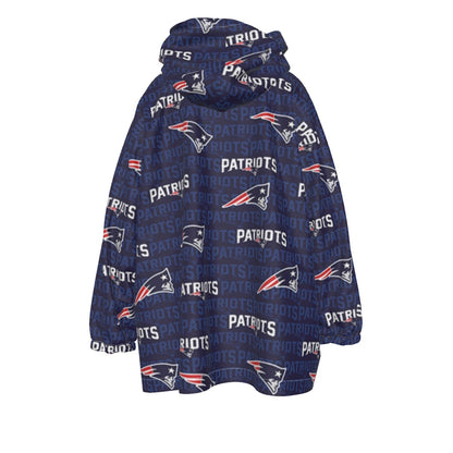 New England Football Game Day All-Over Print Kid's Sherpa Fleece Hoodie Blanket