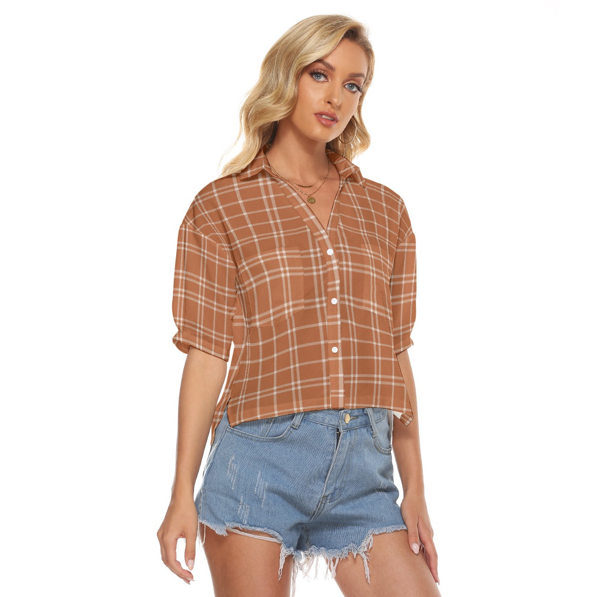 Texas at Austin Tartan plaid Longhorns Women's V-neck Shirts