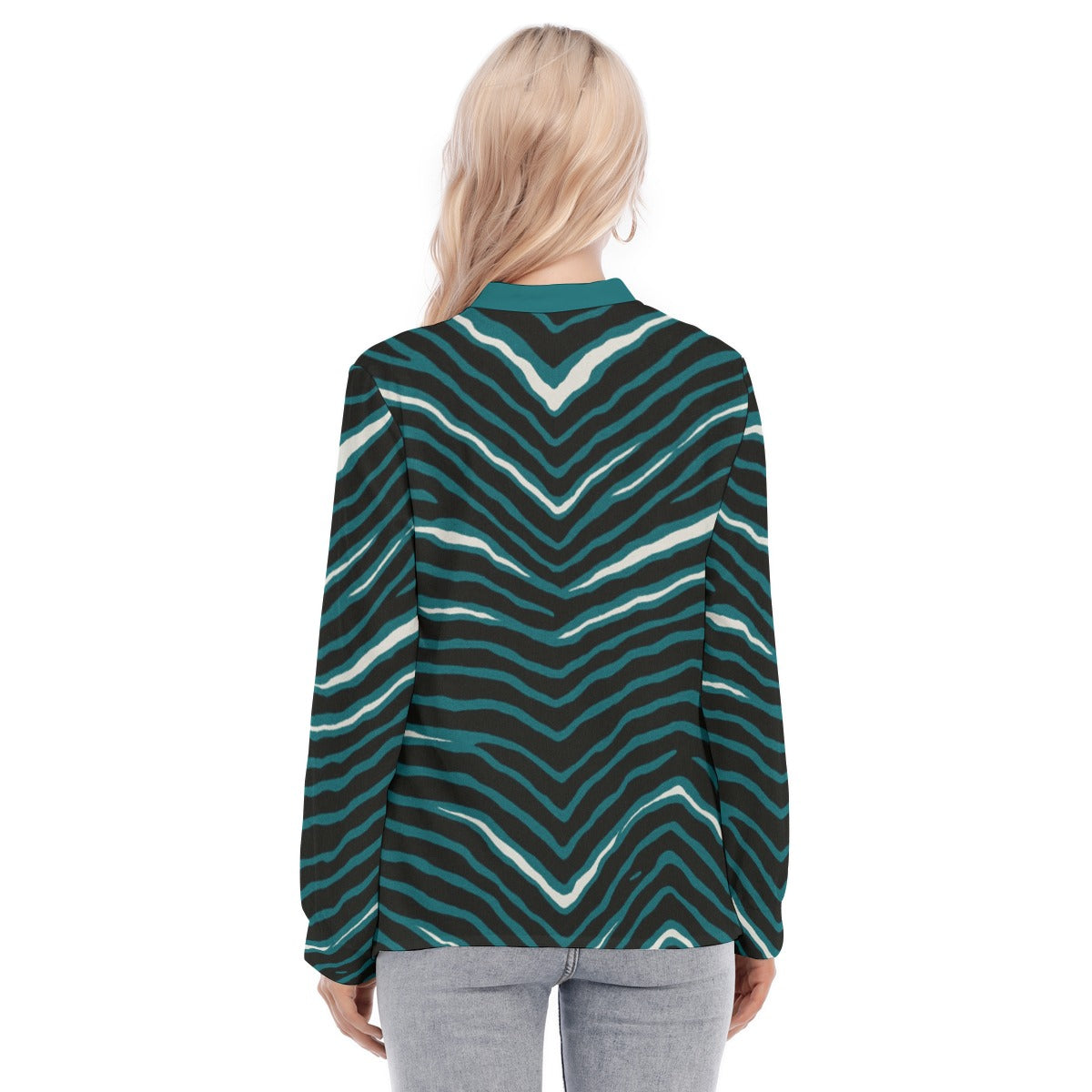 Philadelphia Football Game Day All-Over Print Women's Long Sleeve Blouse With Button Closure