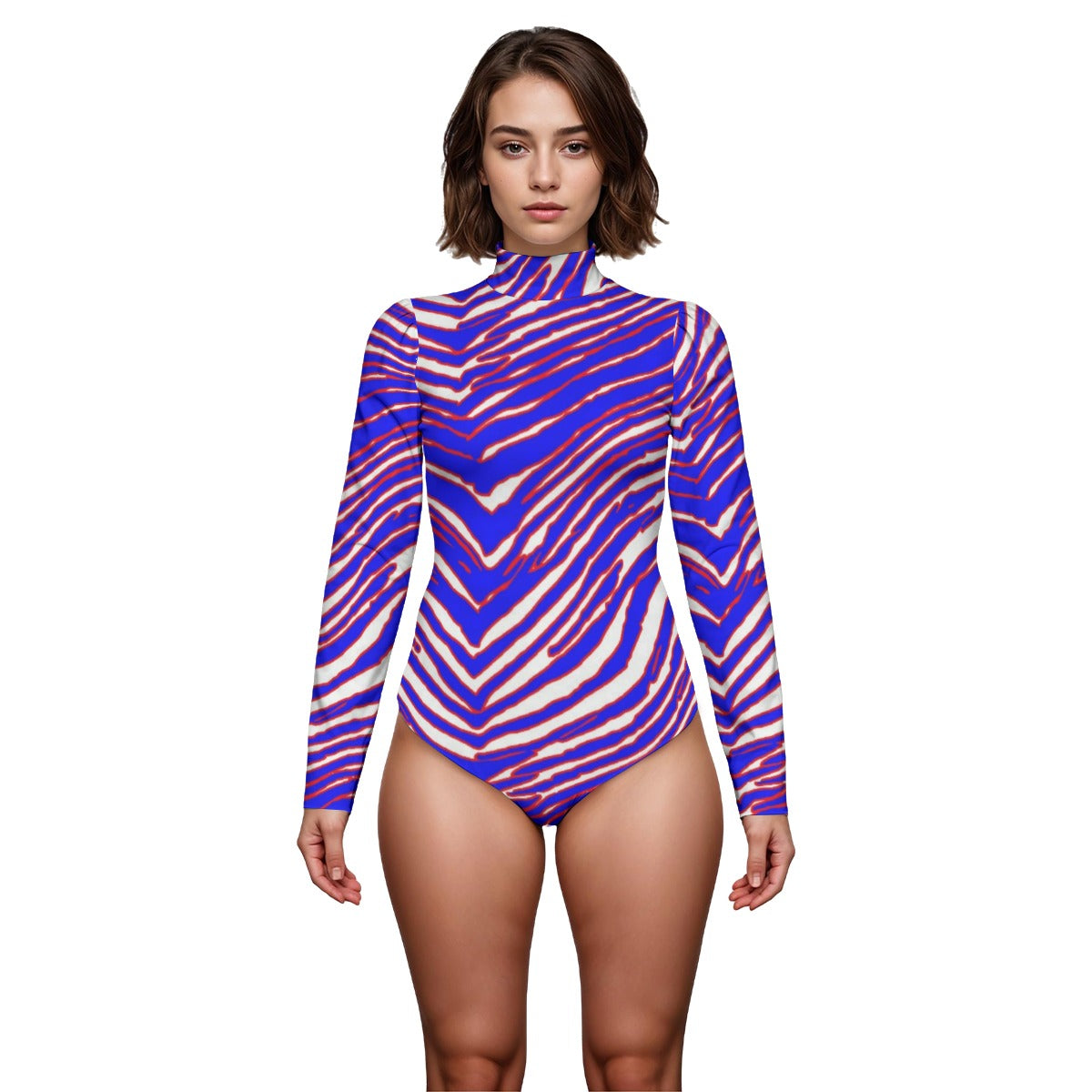 Buffalo Bills Zubaz women's puff sleeve bodysuit