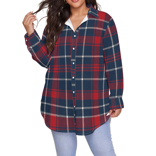 Arizona - Wildcats tartan plaid  Women's Shirt With Long Sleeve(Plus Size)