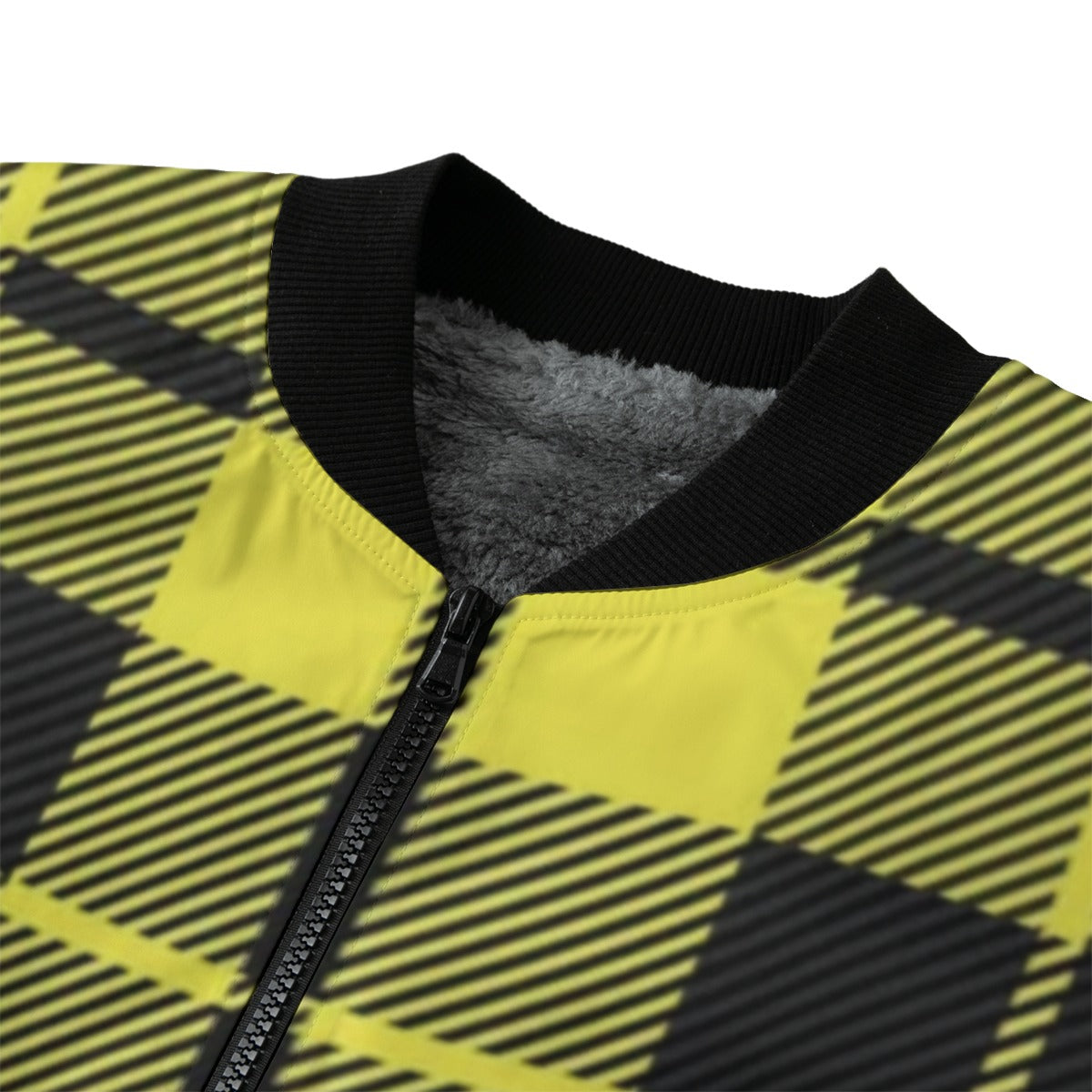 MacLeod yellow black tartan plaid Fleece Bomber Jacket