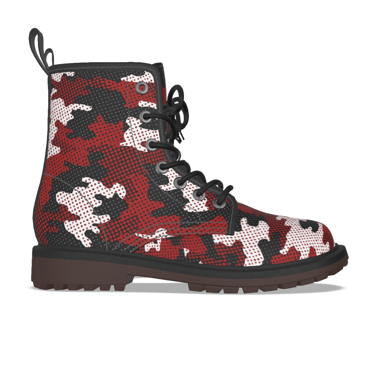 Urban Legend Wisconsin Madison Red and White Camo Martin Short Boots – Badgers-Inspired Streetwear f