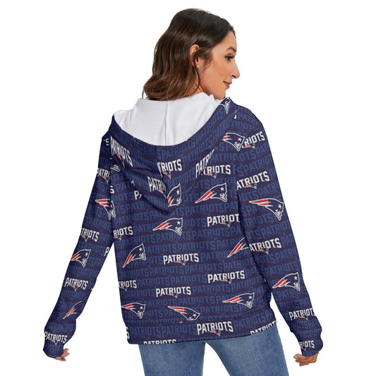 New England Football Game Day All-Over Print Women's Heavy Fleece Zip-on-the-Side Hoodie