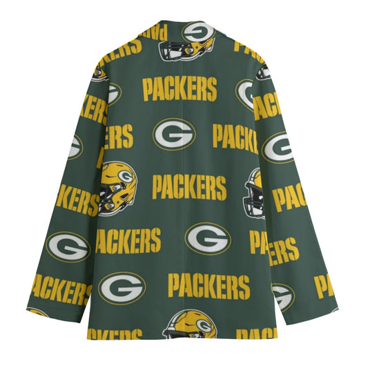 Green Bay Football Game Day All-Over Print Women's Leisure Blazer