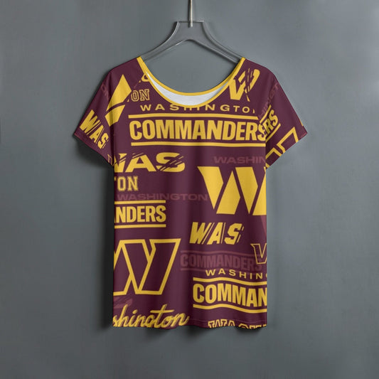 Washington Commanders Women's Round Neck T-shirt With Raglan Sleeve