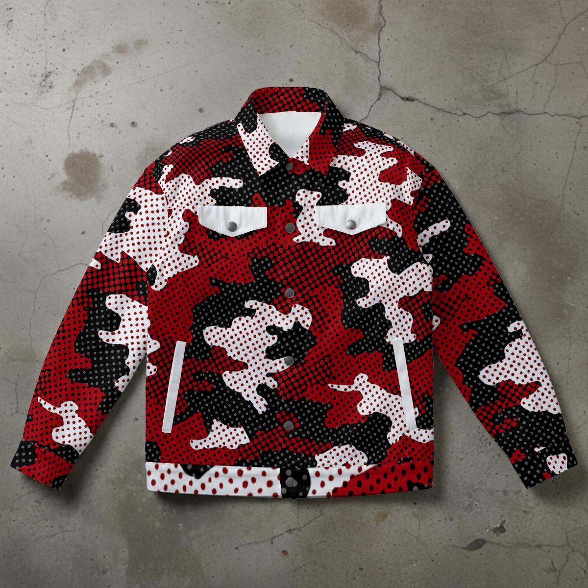 Urban Legend Wisconsin  Red White Camo Unisex Collared Jacket