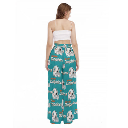 Miami Football Game Day All-Over Print Women's High Waist Wide Leg Trousers