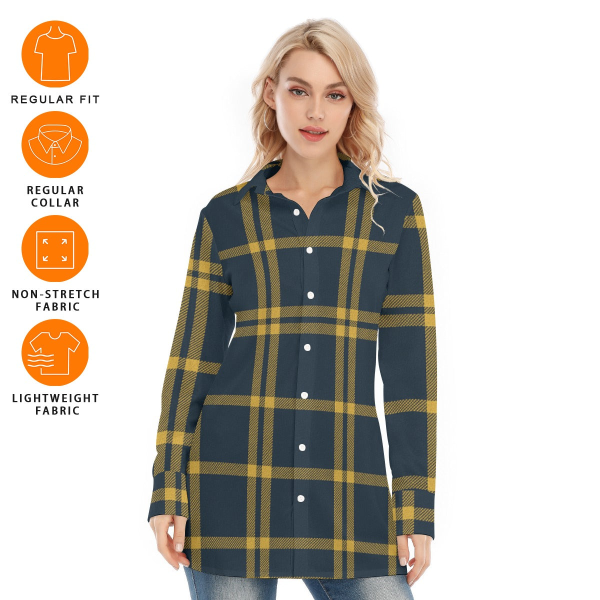 California UC Berkeley Golden Bears Tartan Plaid  Women's Long Shirt