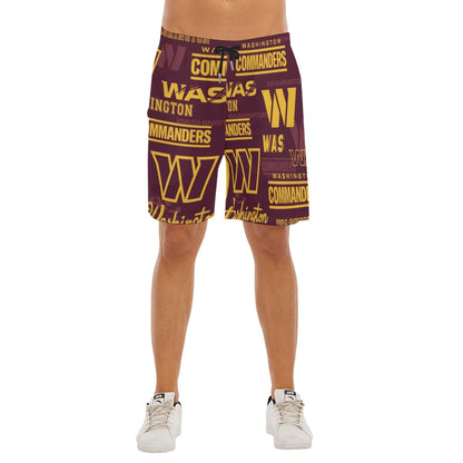 Washington Commanders Men's Beach Shorts With Elastic Waist