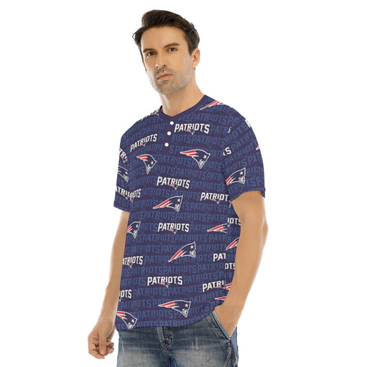 New England Football Game Day All-Over Print Men's Short Sleeve T-shirt With Button Closure