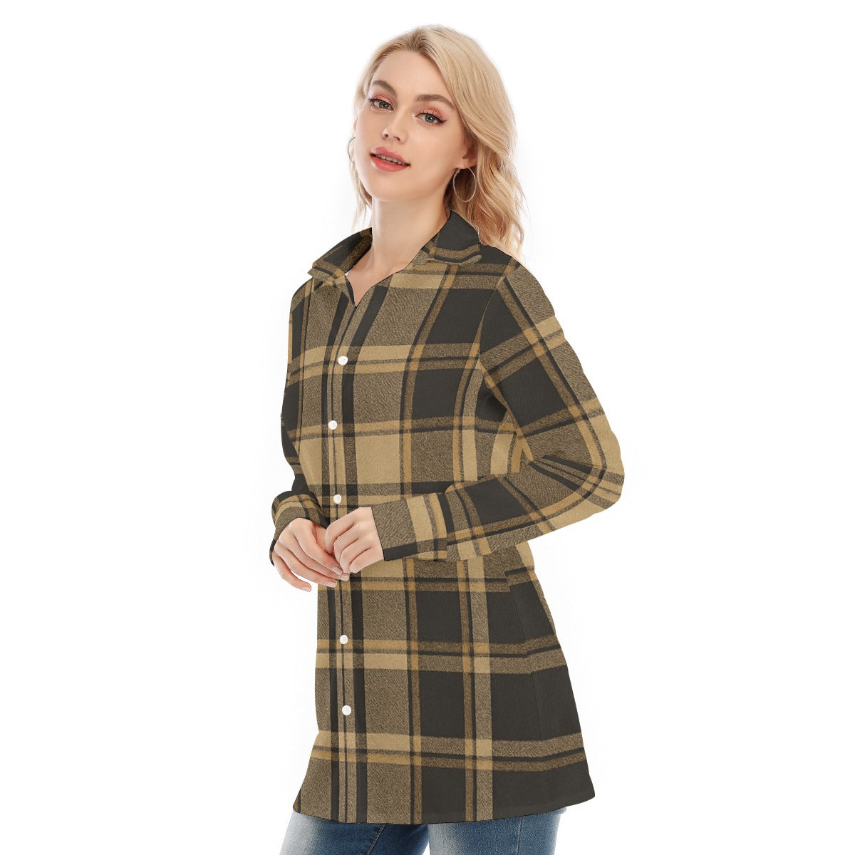 Colorado Tartan Plaid Women's Long Shirt |115GSM Cotton poplin