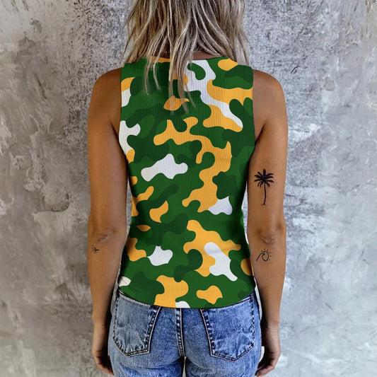Green Bay Football Game Day All-Over Print Women's Button Vest