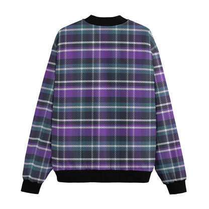 Isle of Skye – purple green tartan Fleece Bomber Jacket