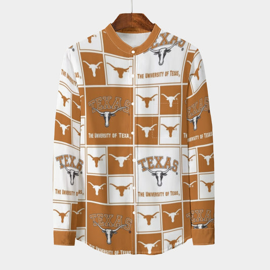 Urban Legend Texas at Austin – Longhorns Stand Collar Shirt With Long Sleeve | 110GSM Imitation Flax