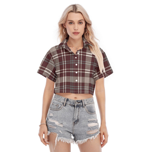 Texas Tartan Plaid A&M - Aggies  Women's Cropped Shirt