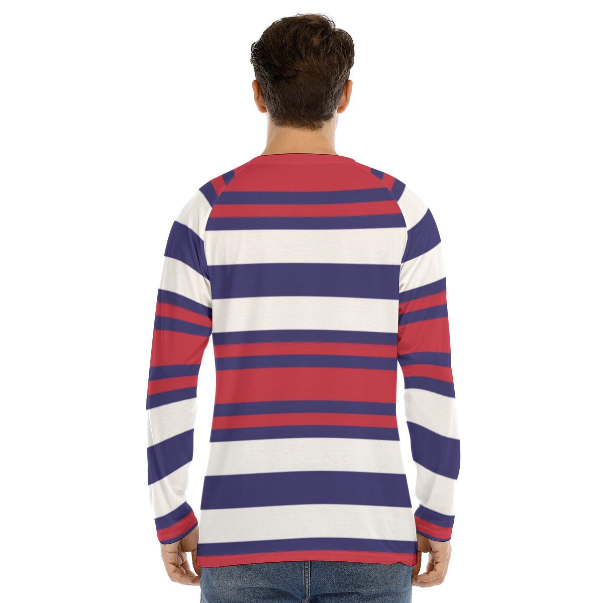 Red and Blue Striped Long Sleeve Shirt – Classic Modern Look for Men