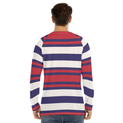 Red and Blue Striped Long Sleeve Shirt – Classic Modern Look for Men
