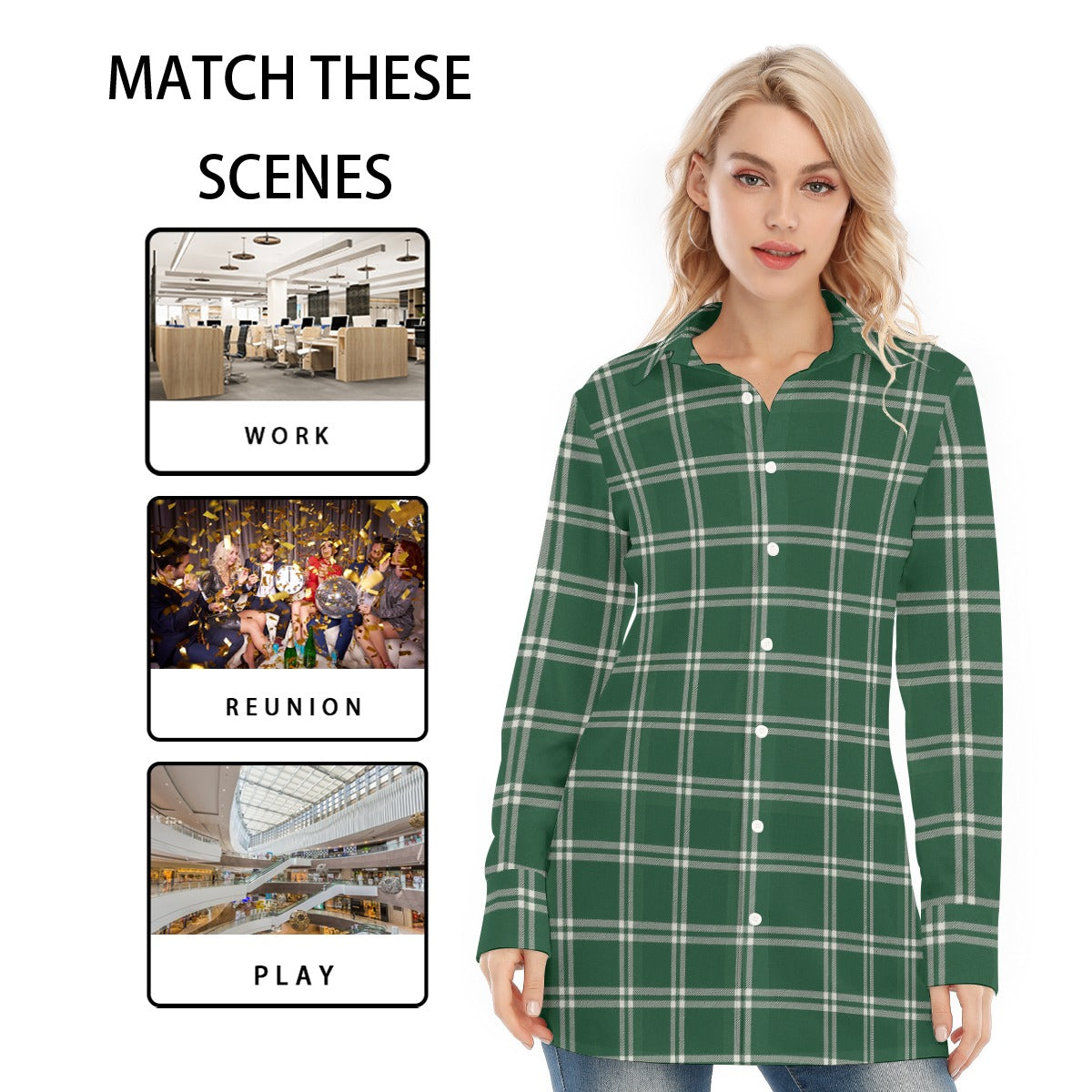 Michigan State Tartan Plaid Spartans Women's Long Shirt