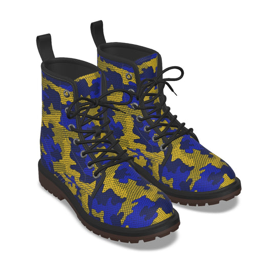 Urban Legend West Virginia Blue and Gold Camo Martin Short Boots – Mountaineers-Inspired Streetwear