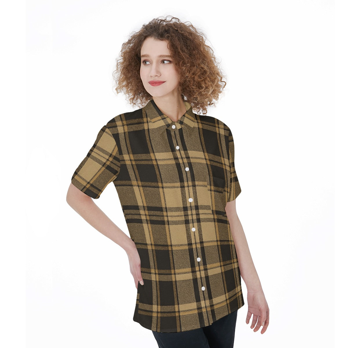 Colorado Tartan Plaid Women's Short Sleeve Shirt With Pocket